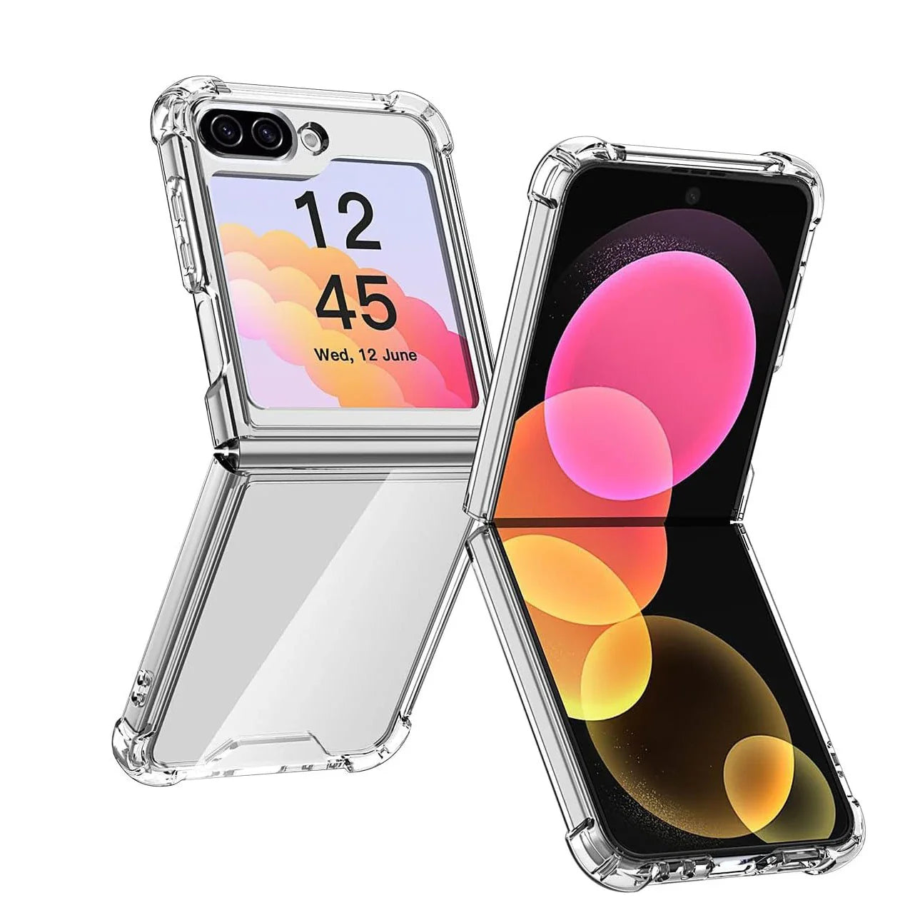 Samsung Galaxy Z Flip 6 Airbag Transparent Case, Acrylic PC Back & Soft TPU Bumper, Armor Cover for Z Flip 6, 5, 4, 3