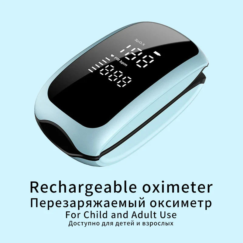 Rechargeable Finger Pulse Oximeter – SpO2 Blood Oxygen Saturation Monitor with Heart Rate and Rate Measurements, LED Display