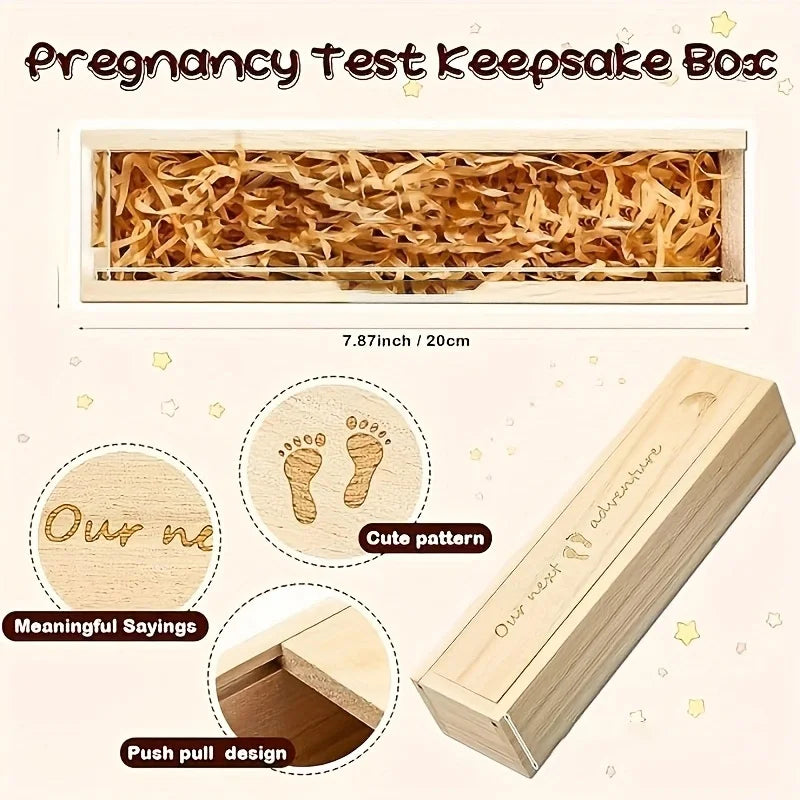 Wooden Pregnancy Keepsake Box - Creative Announcement Gift & Jewelry Organizer for New Moms