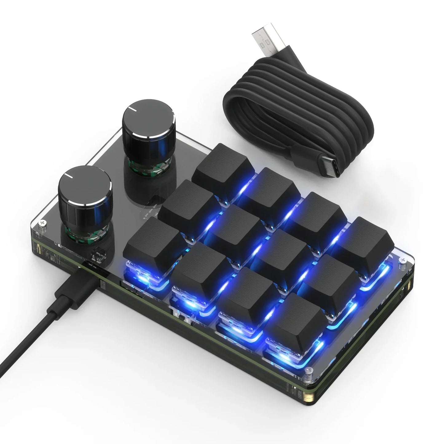 RGB 3-Key Mechanical Macro Keyboard with Knob – Hot Swappable Mini Programmable Keypad for Gaming, Photoshop & Shortcuts