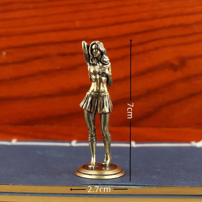 Solid Copper Woman Figurine – Sexy Bikini Beauty Statue, Collectible Model Ornament Gift for Men and Collectors