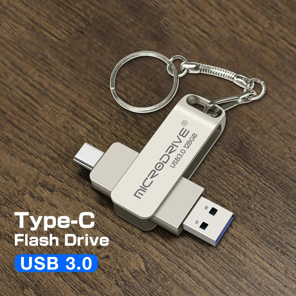 Type-C USB 3.0 Flash Drive – 64GB to 128GB Pen Drive for Phone & PC, Ideal Gift