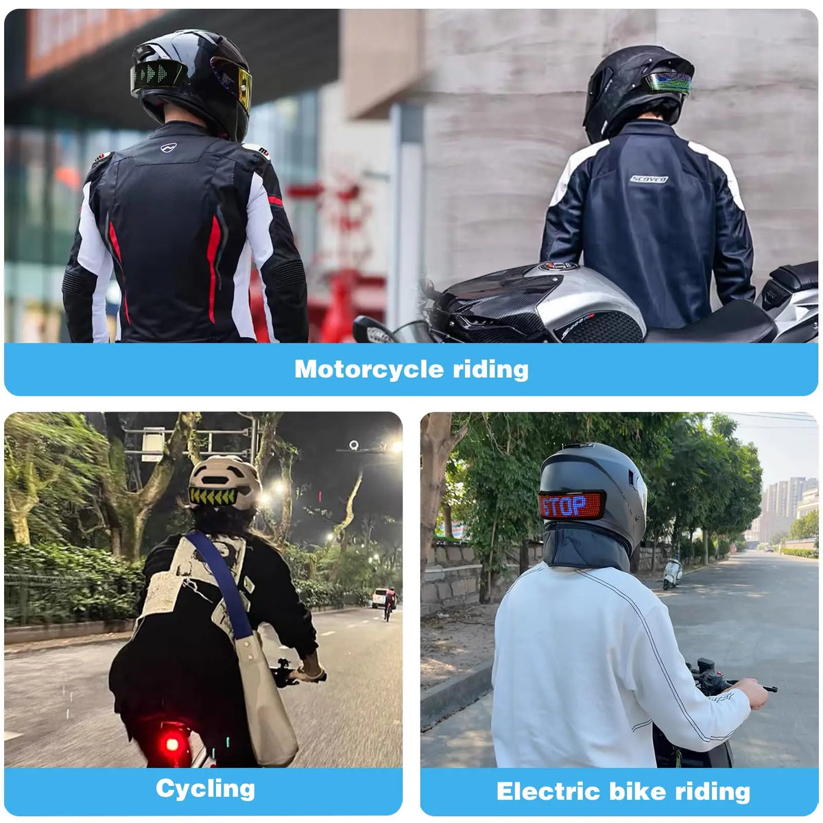 LED Motorcycle Helmet Display Light – Safety Warning Taillight Moto Helmet Accessory for Night Riding Visibility