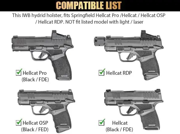 IWB Hybrid Holster for Springfield Hellcat Pro / Hellcat / RDP / OSP – Right Hand Concealed Carry Holster