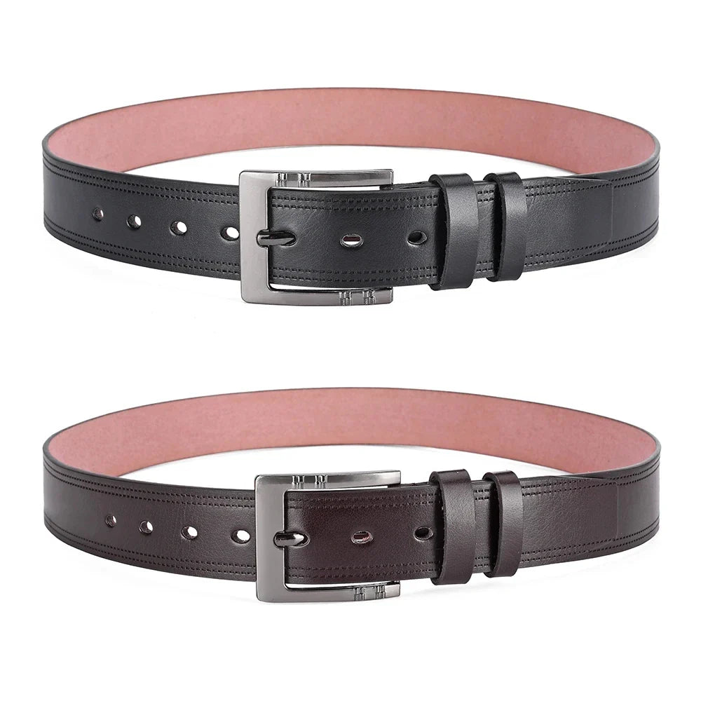 Genuine Leather Men's Belt – High-Quality Buckle, Cowskin Casual & Business Waistband, Male Fashion Designer 2024 New