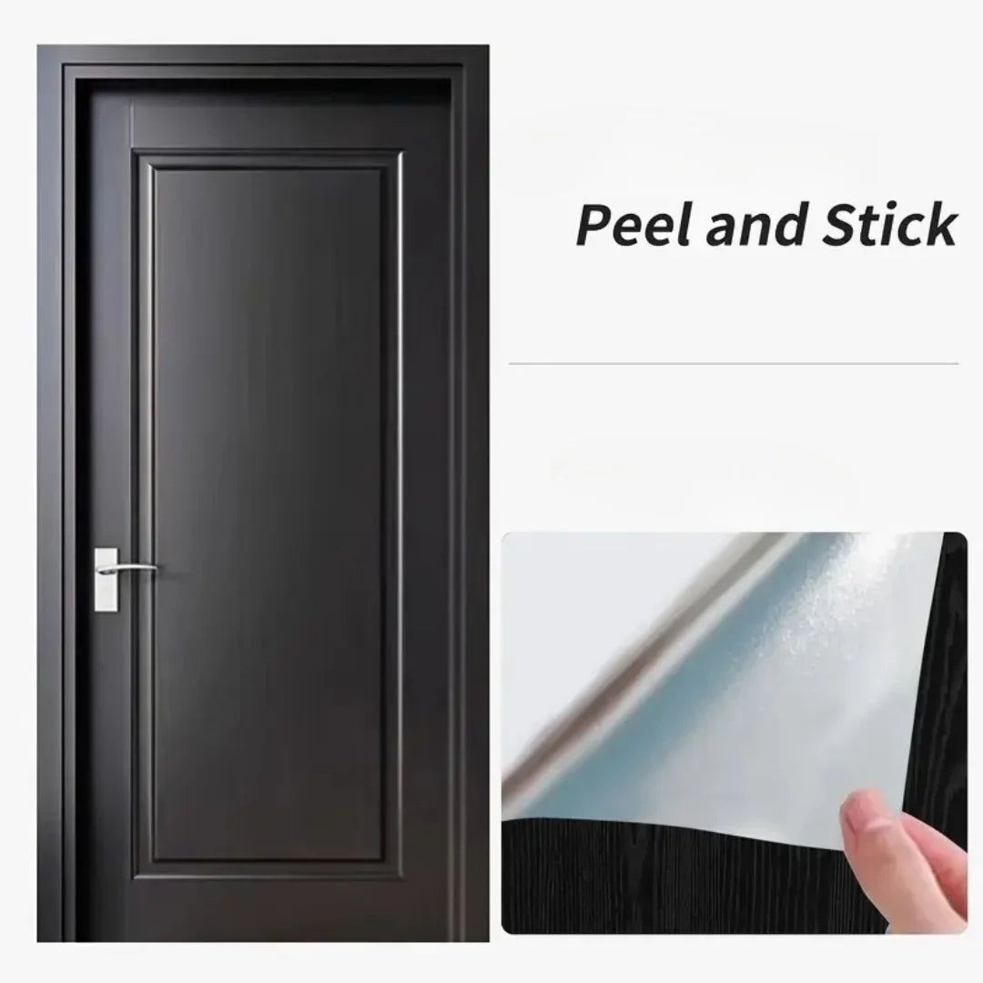 5m Self-Adhesive Wood Grain Repair Tape - Black Vinyl Furniture Renovation Sticker