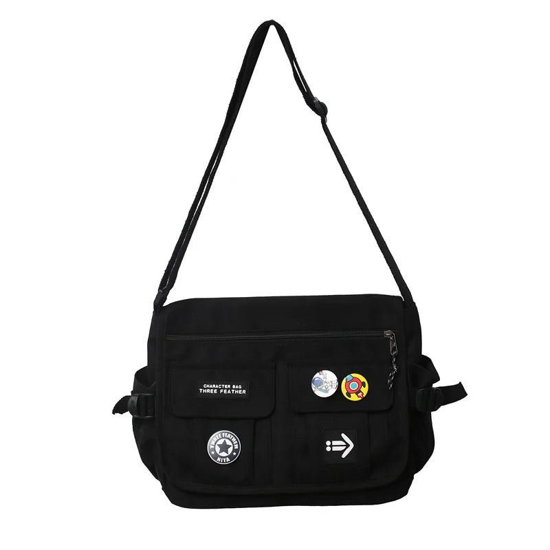 Harajuku Nylon Crossbody Messenger Bag – Unisex School Shoulder Bag for Students & Everyday Use