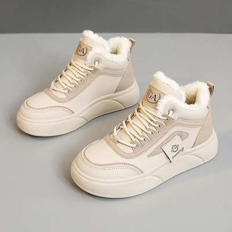 Women’s Chunky Sneakers – Autumn Winter Warm Cotton Plush Platform Fashion Shoes