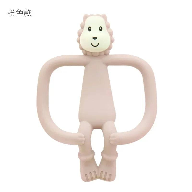BPA-Free Silicone Lion Teether Toy for Newborns & Infants – Safe Cute Baby Teething Toy with Storage Box