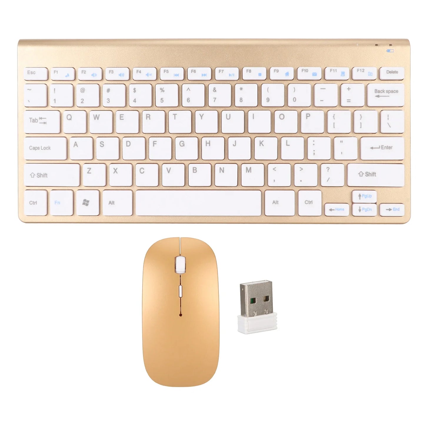 Slim Wireless Keyboard and Mouse Combo – Portable Silent Power-Saving Kit with LED Indicator for Home