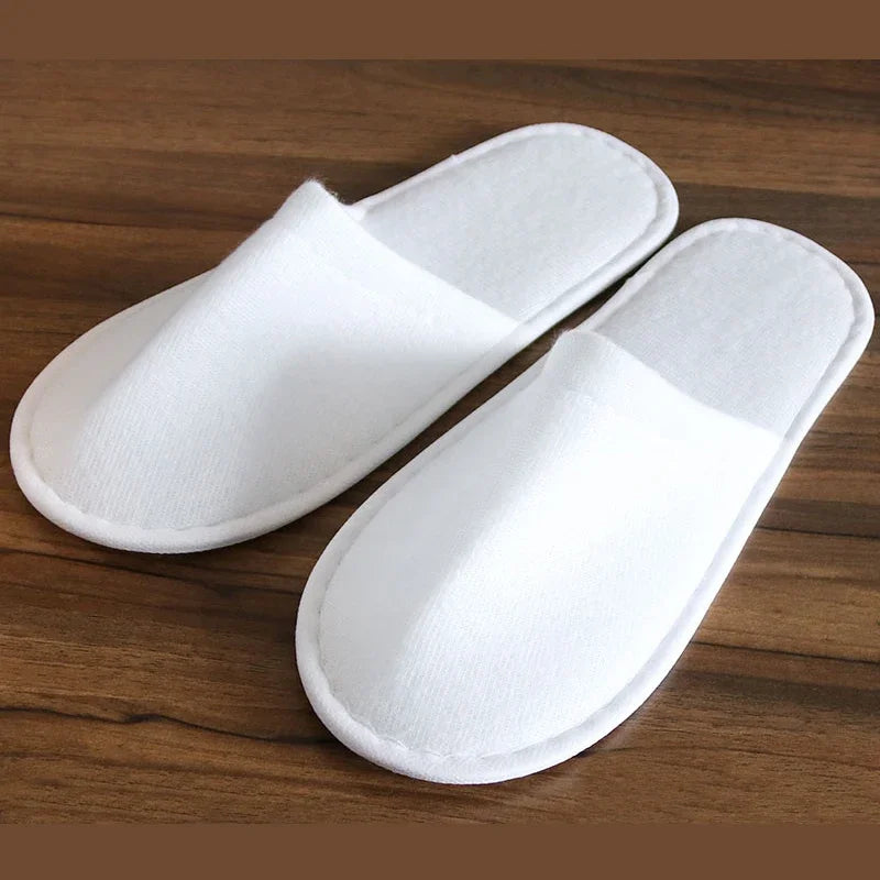 10 Pairs Plush Disposable Slippers - Soft Non-Slip Travel Hotel & Home Guest House Slides