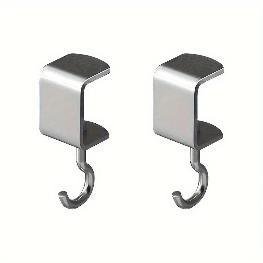 2PCS 360° Rotatable Steel Table Hooks | Detachable Non-Destructive Installation for Office & Dorm Desks