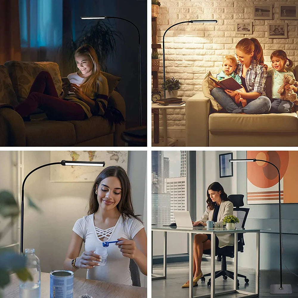 Adjustable LED Floor Lamp: Dimmable Gooseneck Stand Light for Living Room, Bedroom, Office | Indoor Reading & Decoration