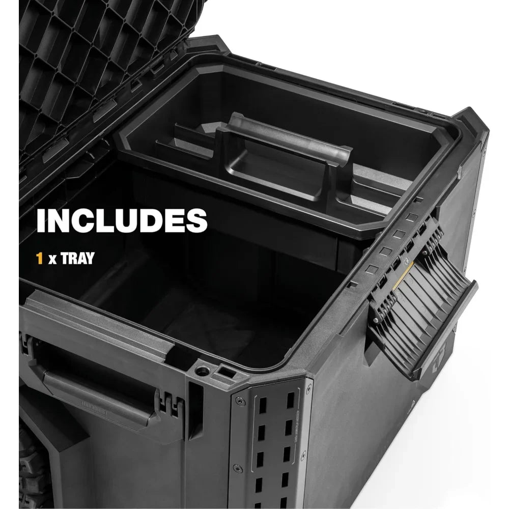 Portable 2-in-1 Rolling Toolbox – Stackable Design with Wheels, Black