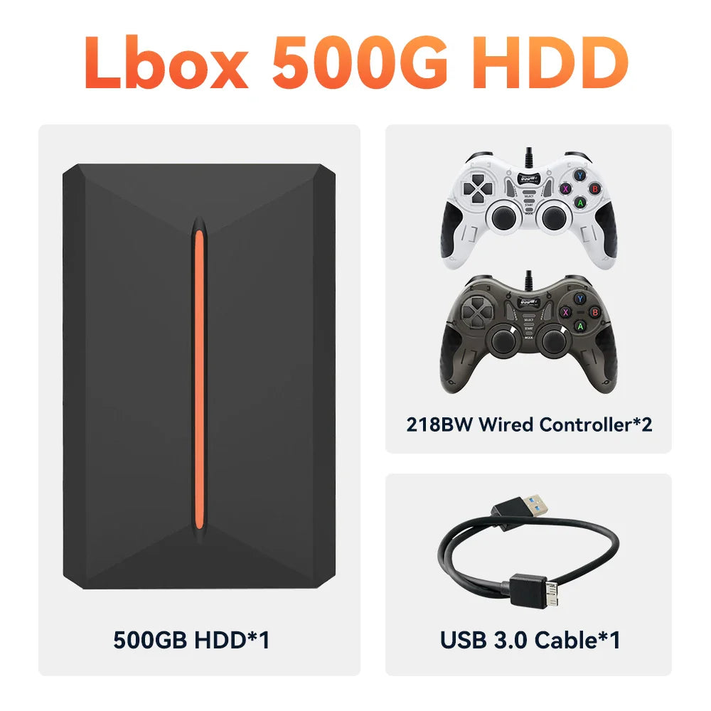 Launchbox 500GB Gaming Hard Drive Emulator for PS4, Switch, GameCube, PS3, PS2, Wii, WiiU with 3700+ 3D & AAA PC Games