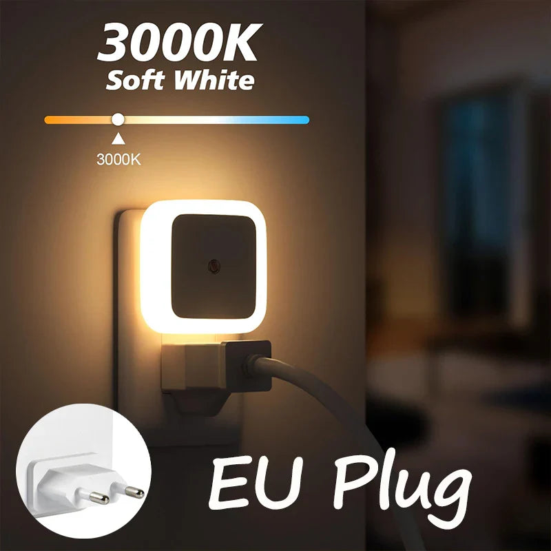 LED Mushroom Sensor Night Light – Warm White Dimmable Plug-In Wall Lamp for Bedroom, Kids Room Decor (US/EU Plug)