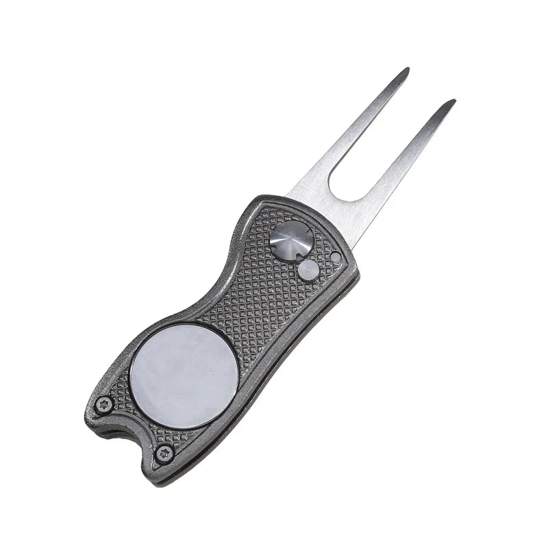 Foldable Golf Divot Repair Tool — Golf Ball Pitch Groove Cleaner & Putting Green Training Aid Accessory