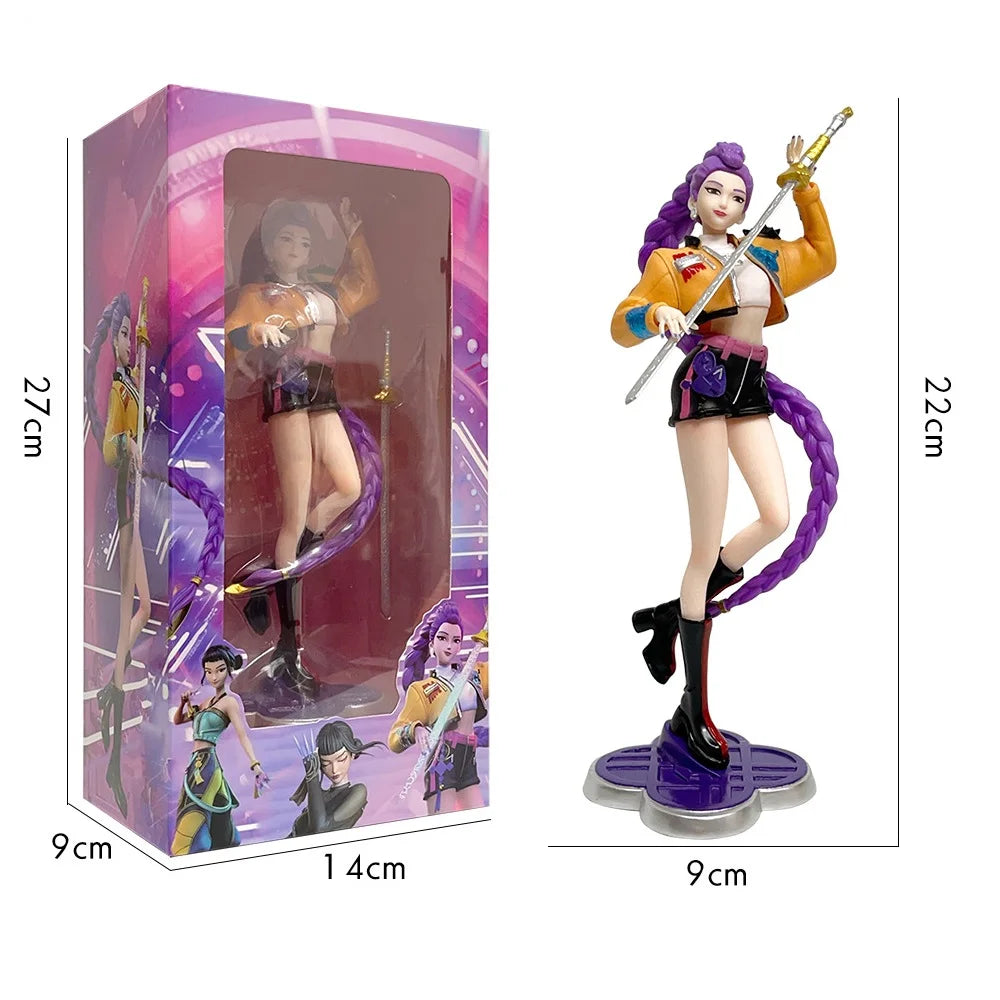 22cm K-Pop Demon Hunters Anime Figures – Rumi, Zoey, Mira, Saja Vinyl Action Toy Collectibles for Fans & Cosplay Gifts