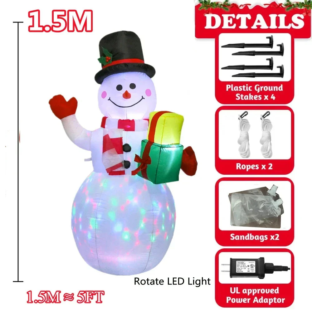 2.1M Inflatable Santa Claus Riding Polar Bear β LED Luminous Toy for Indoor and Outdoor Christmas Holiday Courtyard Decoration