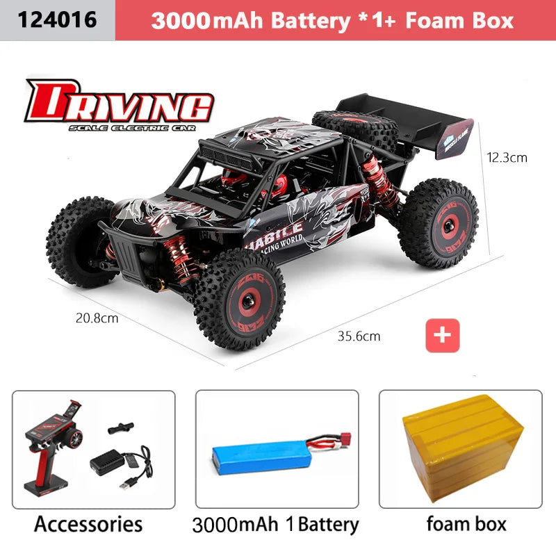 WLtoys 124016 V8 RC Car — 75 KM/H Brushless 4WD High-Speed Electric Off-Road Drift Toy for Adults