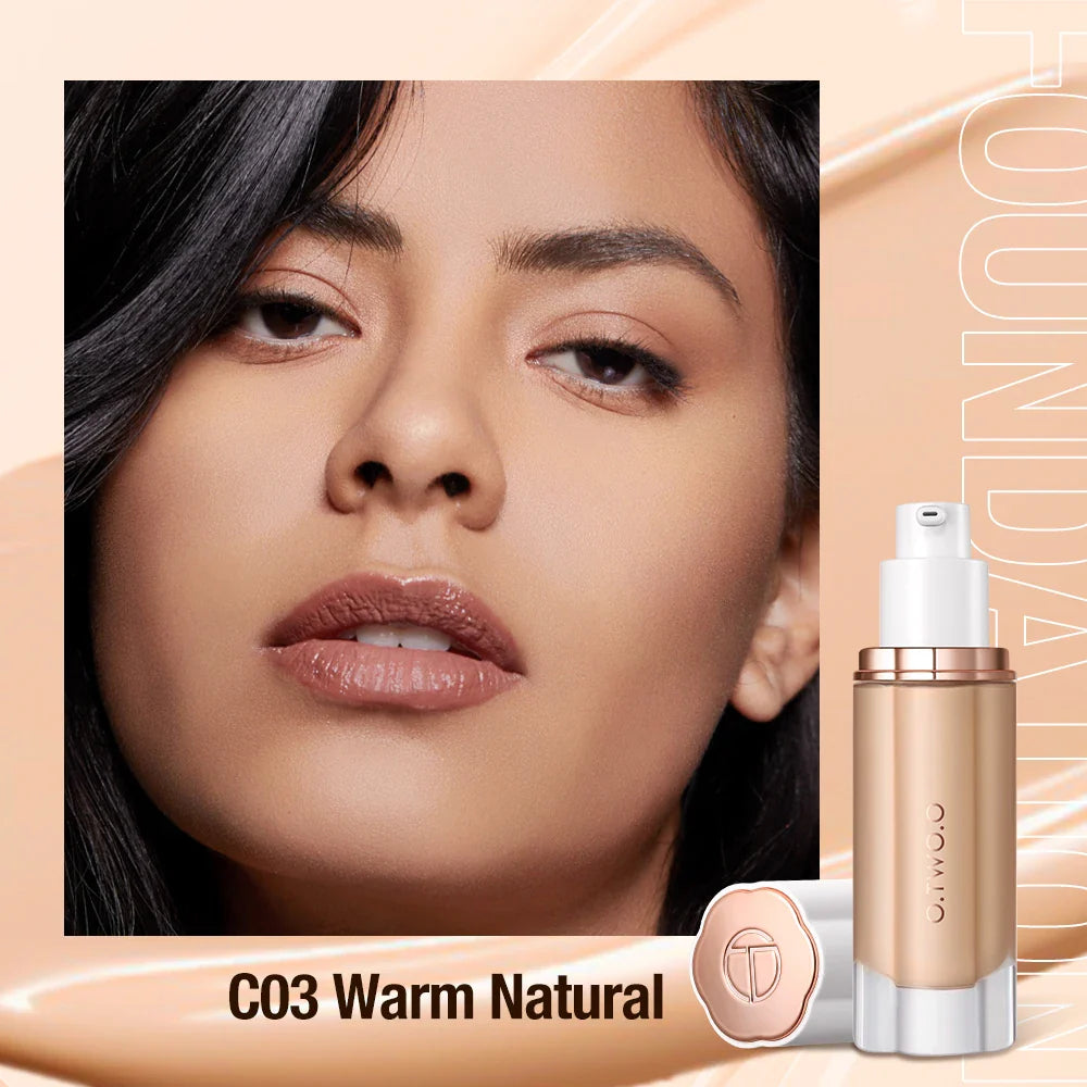 O.TWO.O Liquid Foundation Cream – 30ml High Coverage Waterproof Makeup Base with SPF30 Concealer