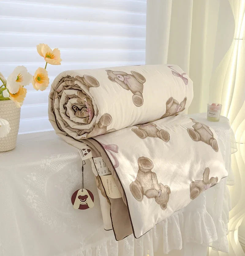 Washed Double Gauze Quilt – Lightweight Summer Comforter with Soya Fibre Filling, Soft & Breathable for Queen Size