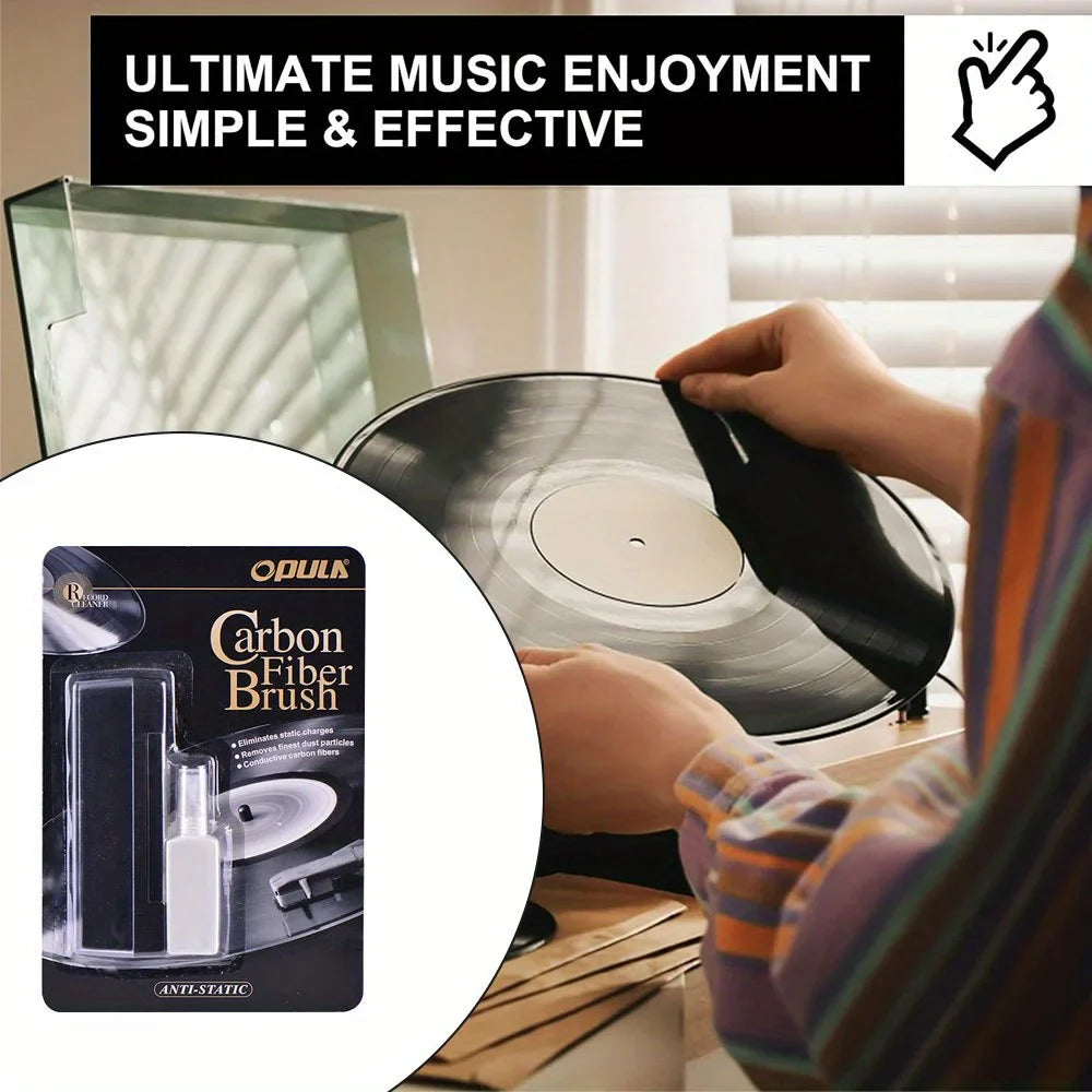 Vinyl Record Cleaning Kit — Anti-Static Brush & Cleaner for Turntables and Gramophones