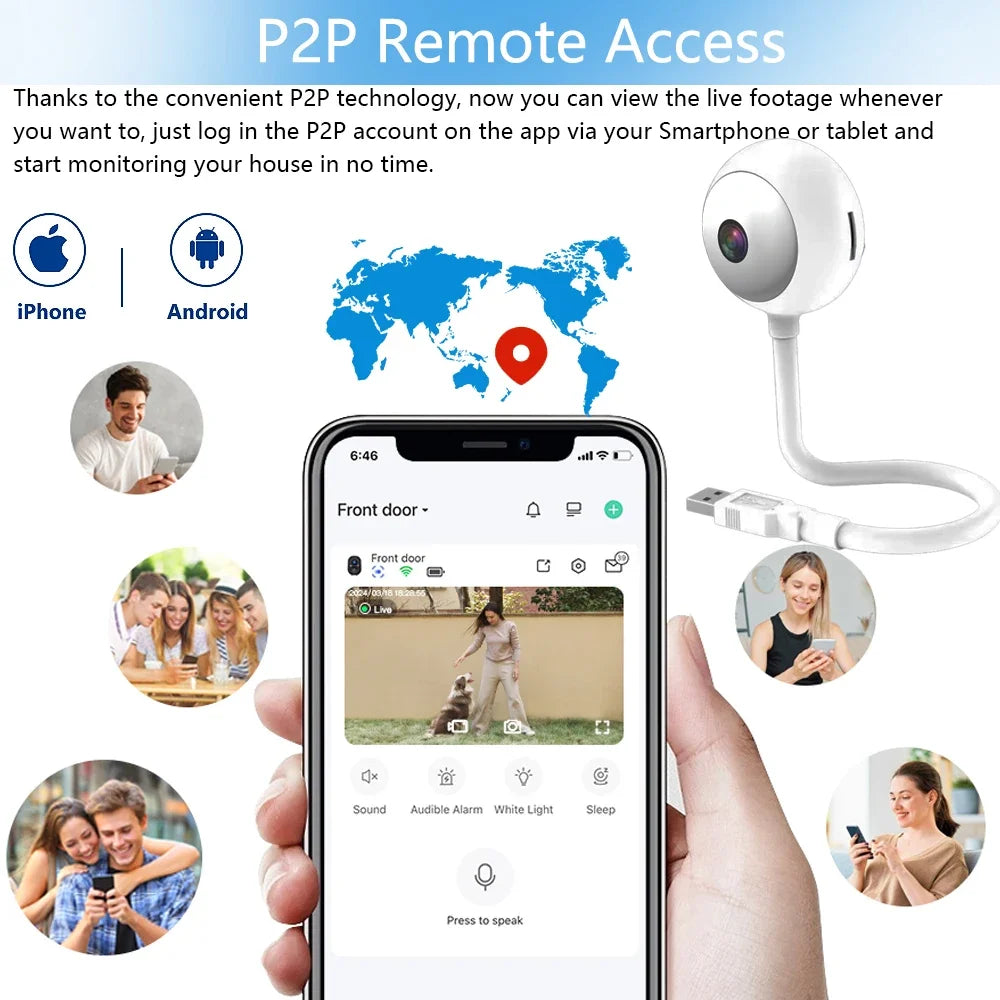 5MP Mini WiFi Security Camera 2K – Indoor Baby Monitor Wireless USB IP Cam with AI Auto Tracking (Tuya)