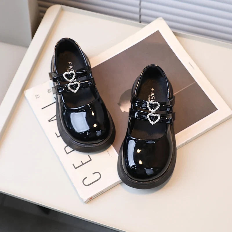 26-36 Girls Mary Jane Shoes - Elegant Leather Chunky Hook-and-Loop Kids Shoes