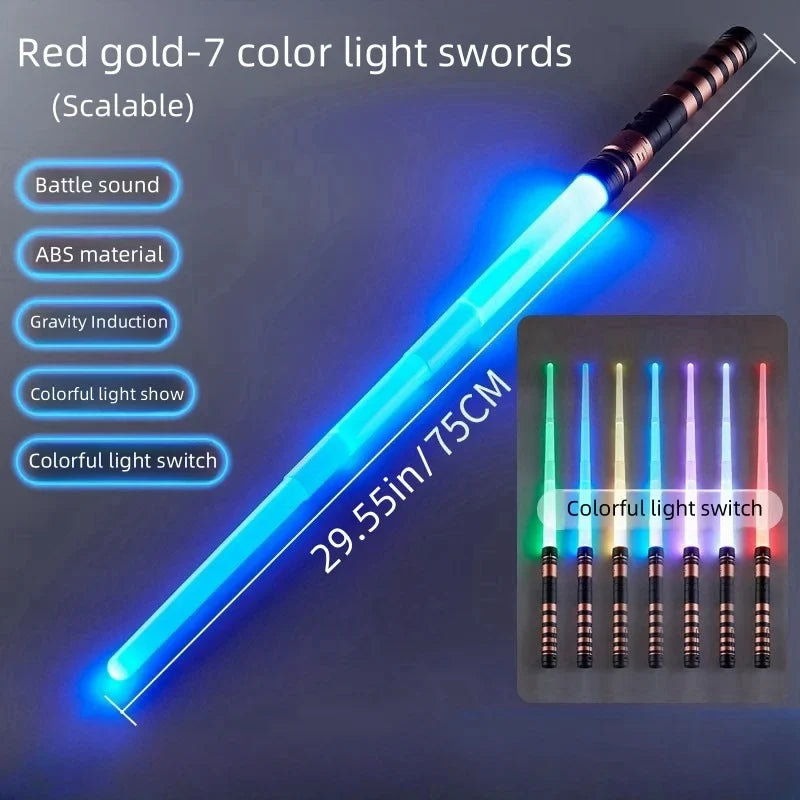 7-Color Retractable Lightsaber Toy - LED Role Play Sword with Sound Effects & Light Show for Halloween, Birthday & Christmas Gifts