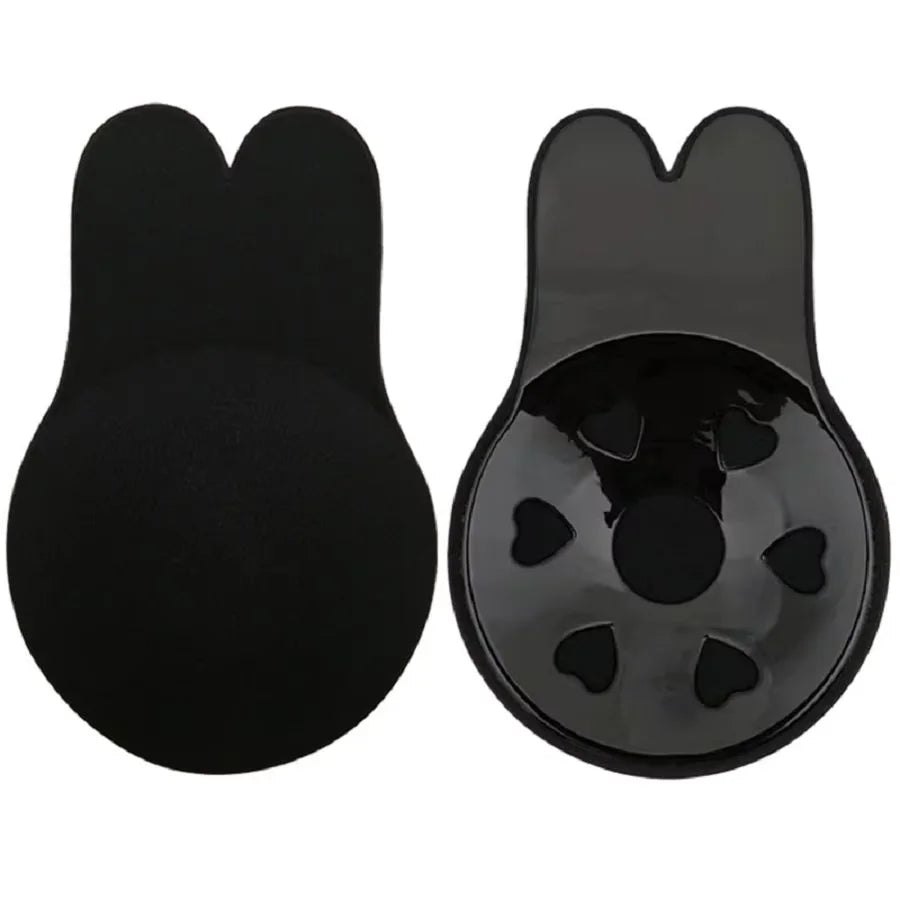 Silicone Push-Up Strapless Invisible Bra ā Reusable Adhesive Lift Tape with Rabbit Nipple Covers for Women