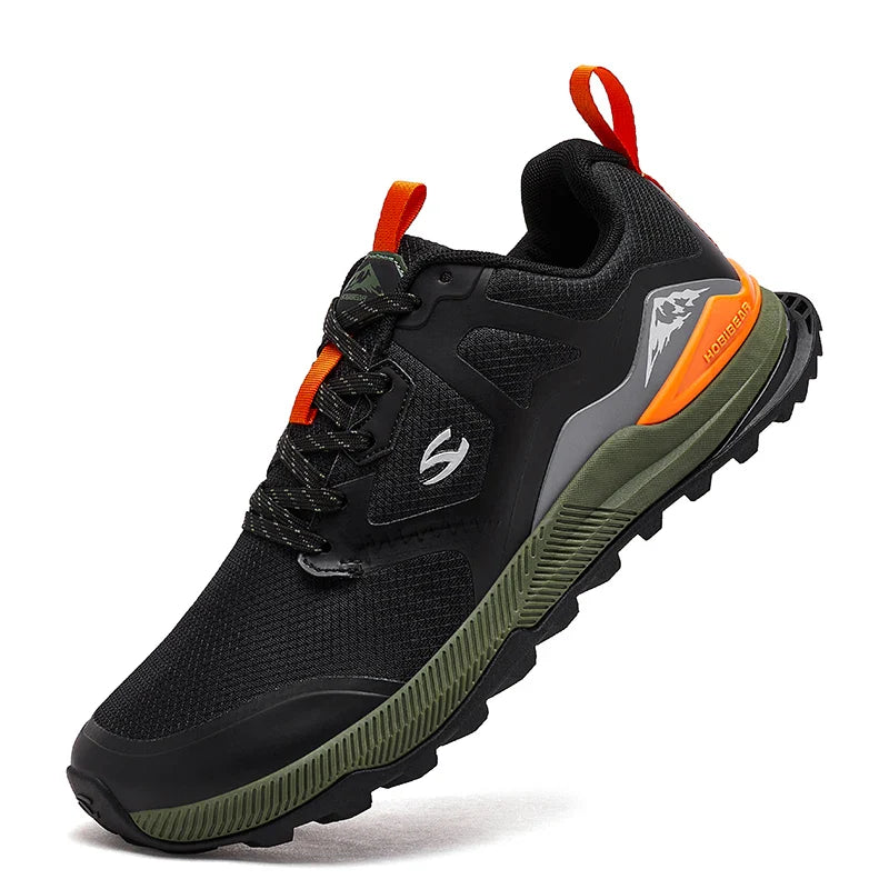HOBIBEAR Unisex Hiking Sneakers – Lace-Up Outdoor Walking Shoes with Artificial Leather