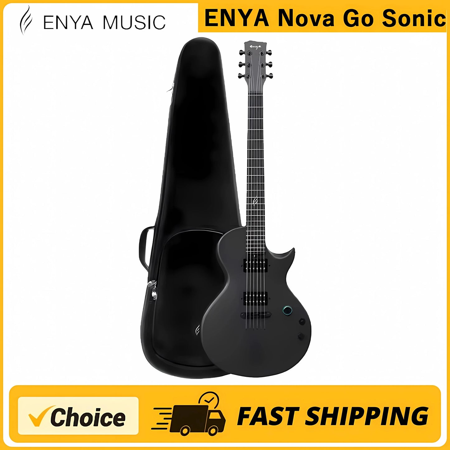 ENYA Nova Go Sonic Carbon Fiber Electric Guitar - Lightweight, Durable, with Bag, Ideal for Beginner Adults