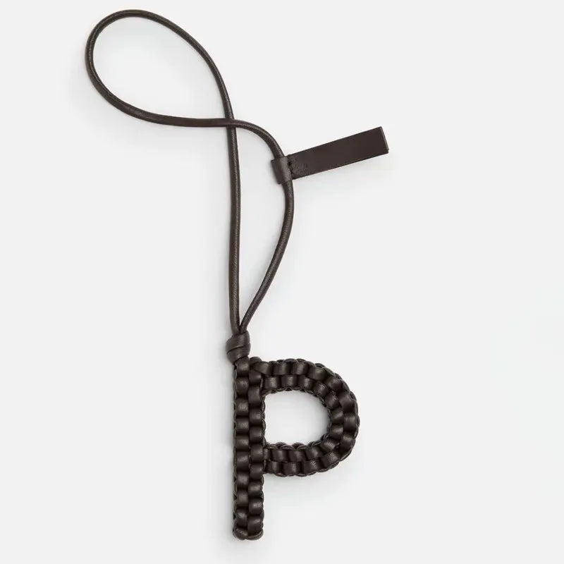 Woven Leather Letter Bag Charm – Luxury Handwoven Pendant Ornament for Women’s Handbags, Fashionable Bag Decoration Accessory