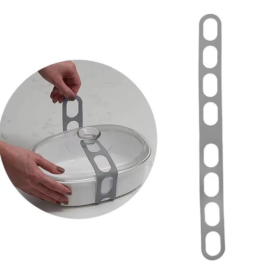 Reusable Silicone Pot Lid Strap – Universal Adjustable Lid Holder for Clay Pots, Stew Pots & Flat Bottom Cookware, Outdoor Use Kitchen Tool