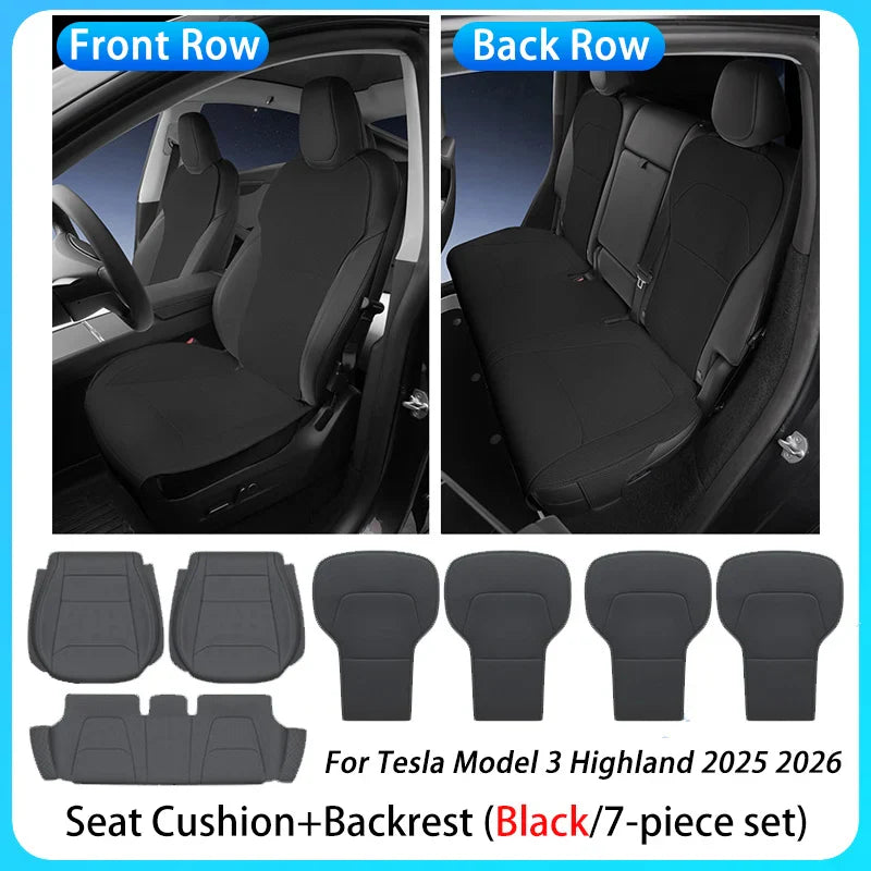 Tesla Model 3 Highland 2025–2026 Premium PU Leather Seat Cover – All-Season Full Set Car Seat Cushion Protector Interior Accessory