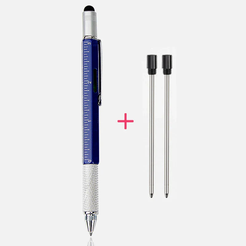 Luxury 6-in-1 Metal Ballpoint Pen — Multifunction with Ruler, Screwdriver, Touchscreen Stylus, and Spirit Level