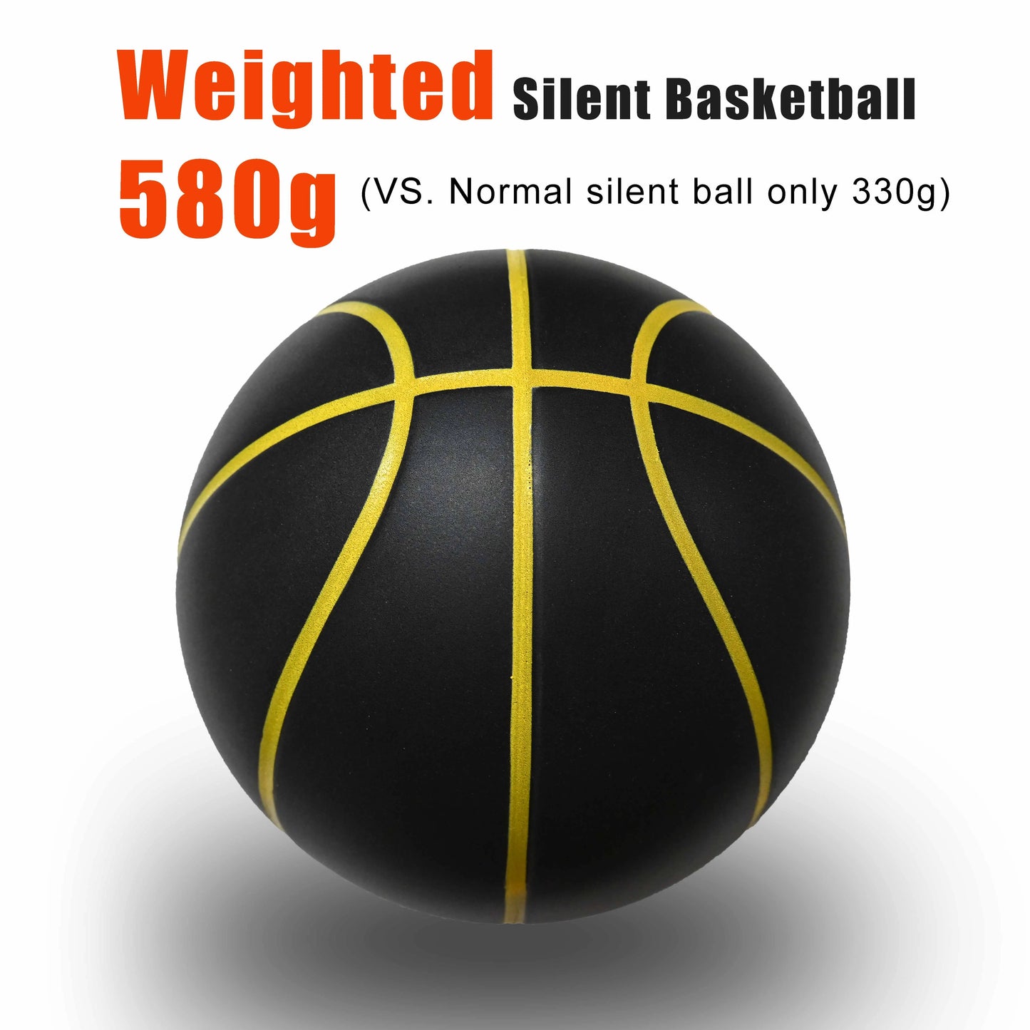 580G Silent Indoor Basketball – Noiseless Size 7 PU Foam Airless Ball with Quiet Bounce, 90% Real Feel