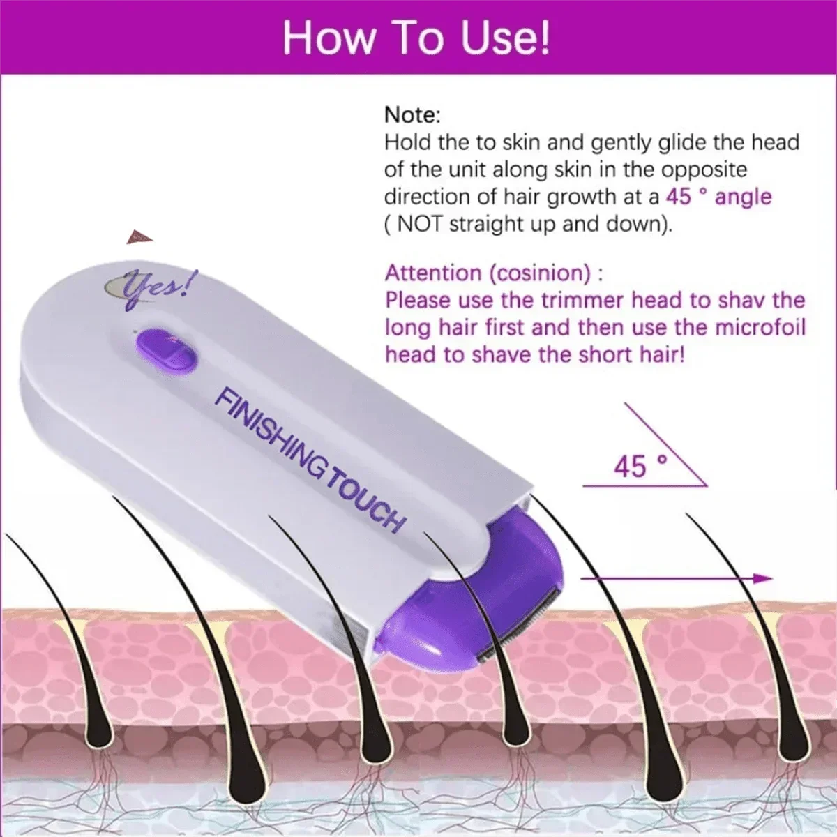 Professional Women's Electric Hair Removal Shaver — Multi-Use for Face, Bikini, Legs & Body
