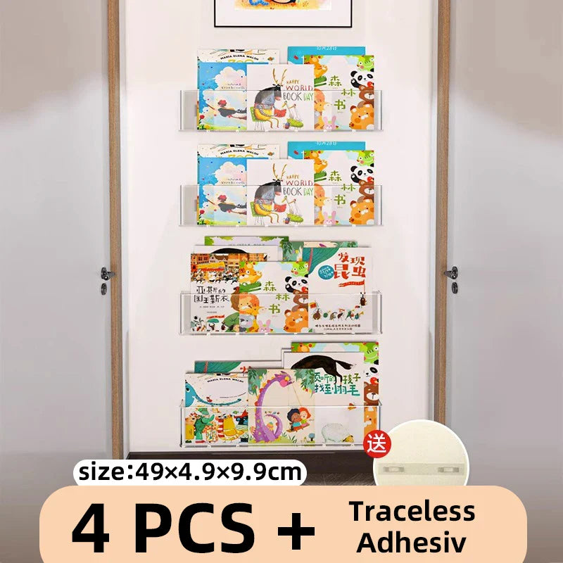 Acrylic Picture Book Display Stand – Wall Hanging Bookshelf for Children's Books, Magazines, and Storage Behind the Door