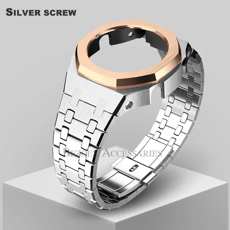 GEN4 Casioak GA2100 Mod Kit – Stainless Steel Case, Bezel, and Rubber Strap Replacement for G-SHOCK GA2100/GA2110