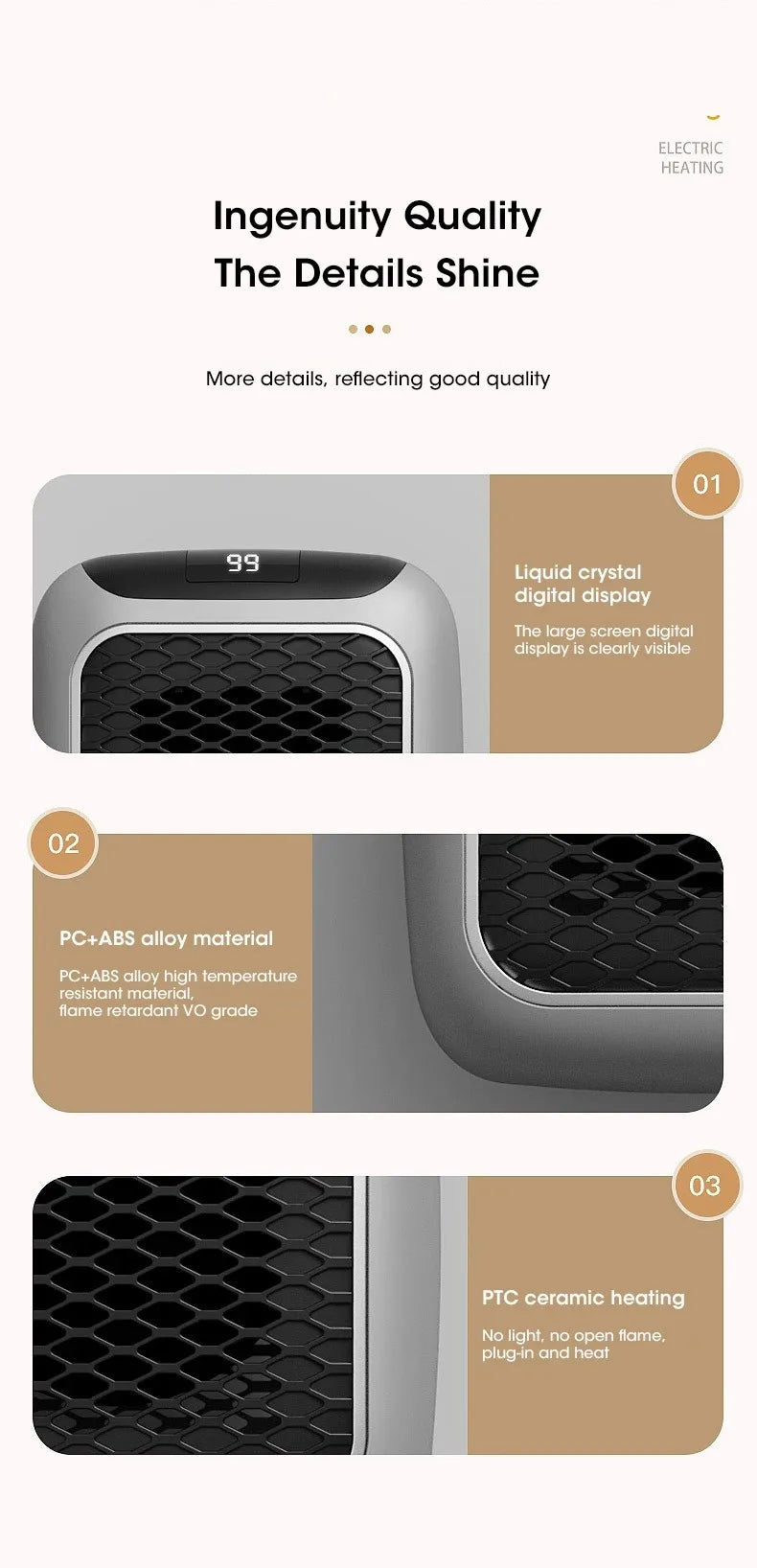 2025 Mini Space Heater – 800W Energy-Saving, Fast 3s Heating, Quiet Home & Office Hot Air Blower