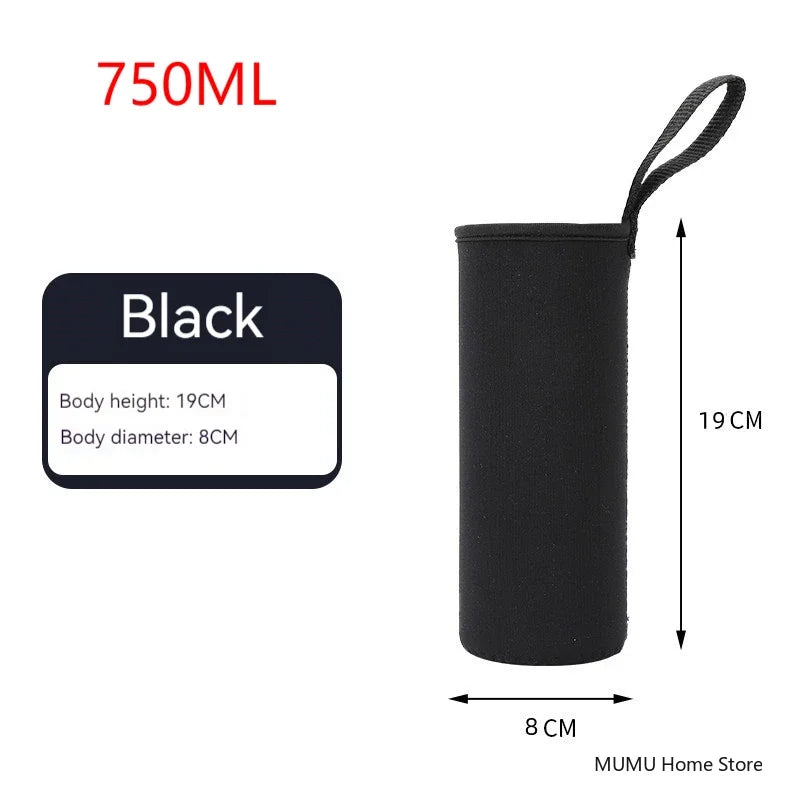 750/1000/1500ML Insulated Sport Water Bottle Case – Black Bottle Carrier, Mug Cup Cover for Outdoor & Gym