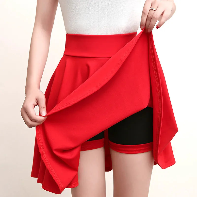 Women’s Flared Mini Skirt with Built-In Shorts – Pleated Skater Style Casual Fashion Skirt, Plus Size 2025 Design