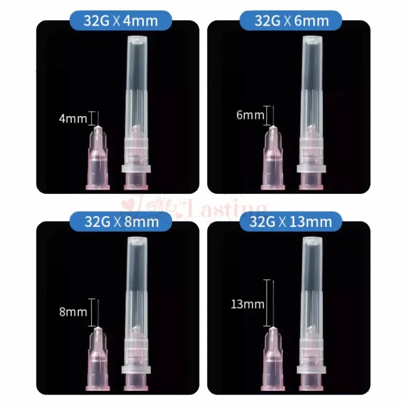 100pcs 32G Disposable Syringe Needles (4mm, 6mm, 8mm, 13mm) - Painless Small Needle Irrigator & Eyelid Tool Parts