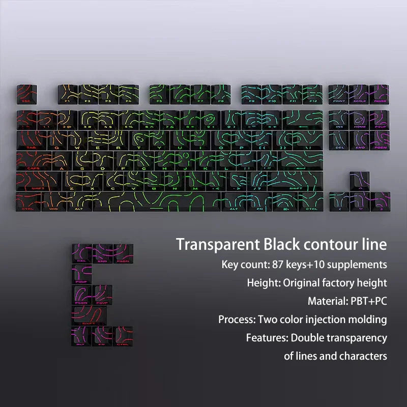 Contour 4.0 Side-Engraved PBT Translucent 97-Key Mechanical Keyboard Keycaps – White Gaming Keycap Set for Magnetic Switch F75 GMK87