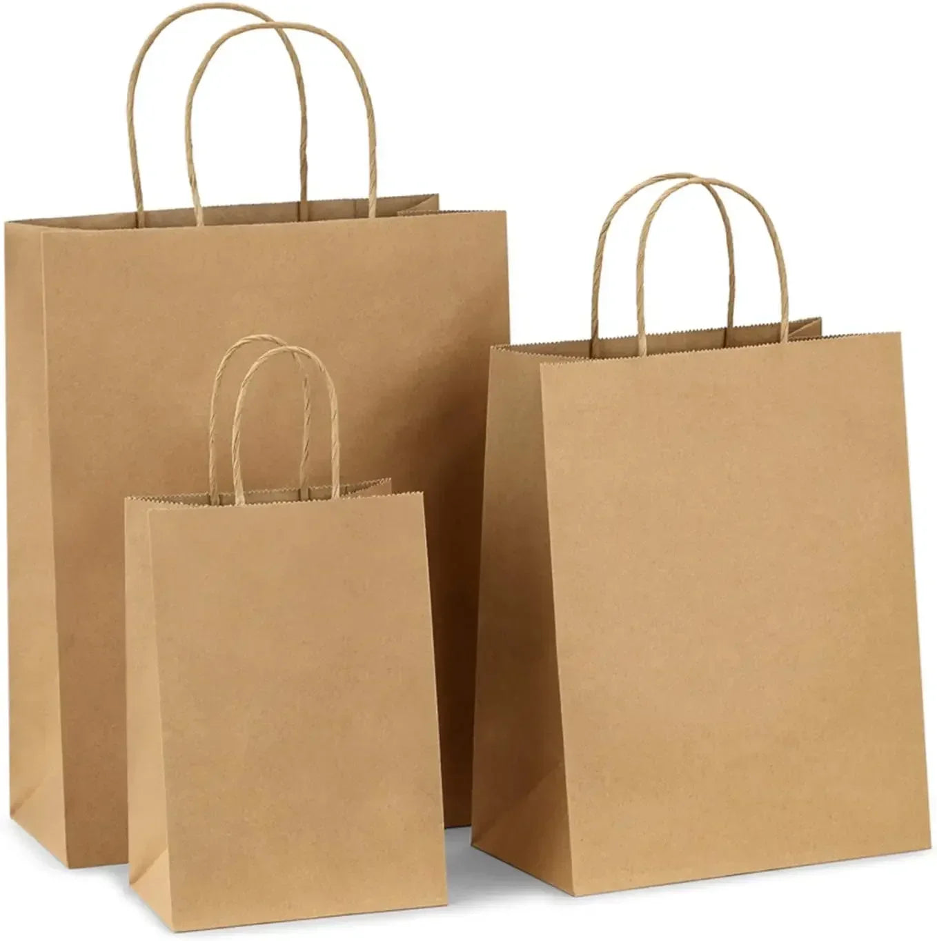 10/20pcs Brown Kraft Paper Bags with Handles – Small Gift Bags for Business, Shopping, Christmas & Party Favors