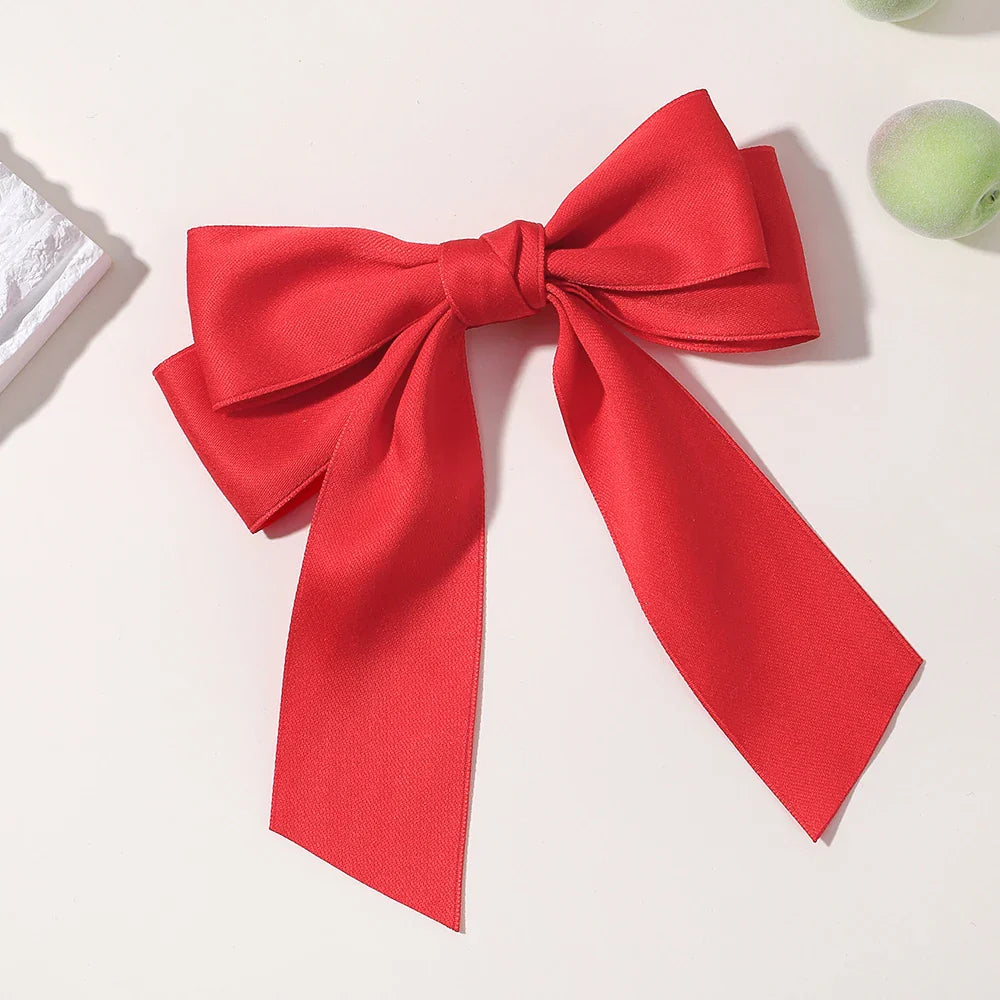 Hot New Fashion Fabric Large Bow Hairpin β Sweet Red & White Bow Hair Clips for Women & Girls, Top Clip, Female Hair Accessories