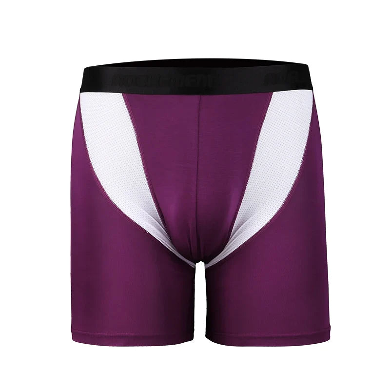 Men’s Sports Compression Boxer Briefs – Anti-Chafing Long Leg Modal Underwear, Quick-Dry Running & Fitness Performance Shorts