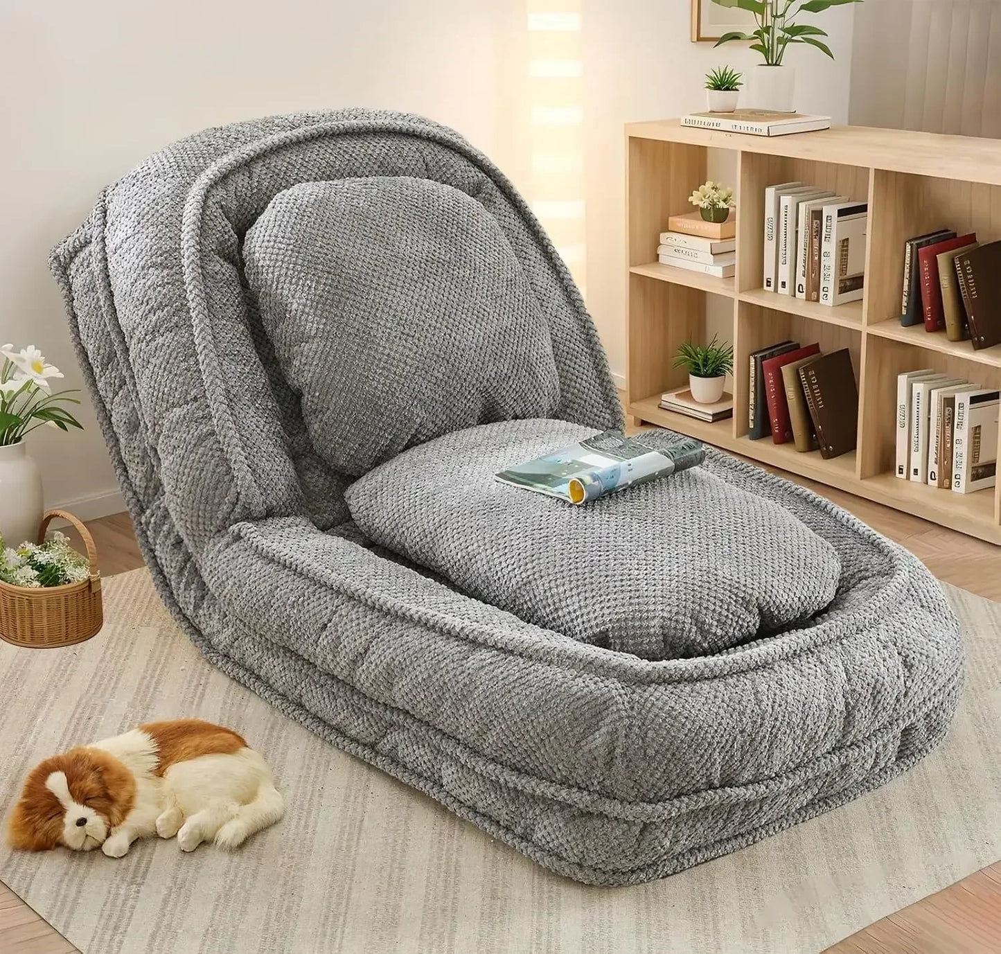 Bean Bag Chair β Convertible Sofa Bed for Adults & Pets, 5 Adjustable Positions, Lounge Chair for Bedroom & Living Room